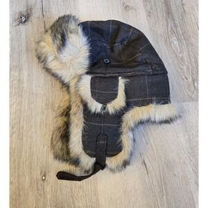 San Diego Hat Co Brown Plaid Faux Fur Hat Size Medium Pre-Owned Aviator